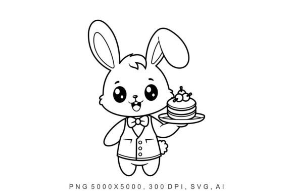 Bunny - Waiter: A Unique Coloring Design