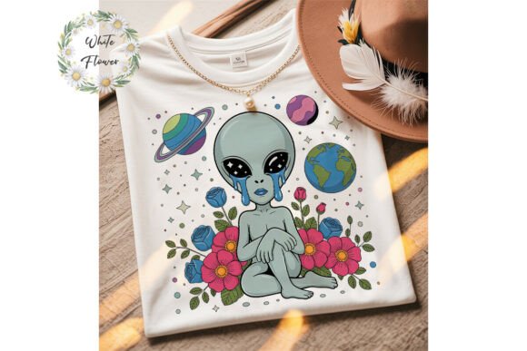 Crying Alien Floral Space PNG Clipart