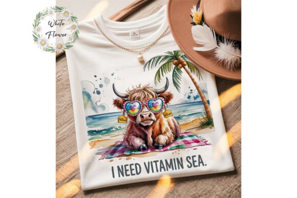 Highland Cow Beach Sublimation PNG: Your All-in-One Creative Asset for Print & Digital Projects