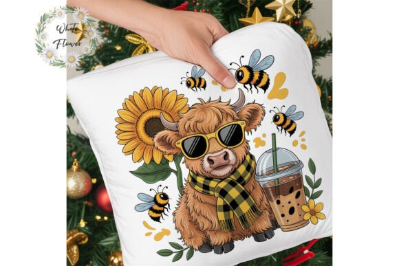 Highland Cow Coffee Sunflower Clipart: A Versatile, High-Resolution Asset for Creative Professionals