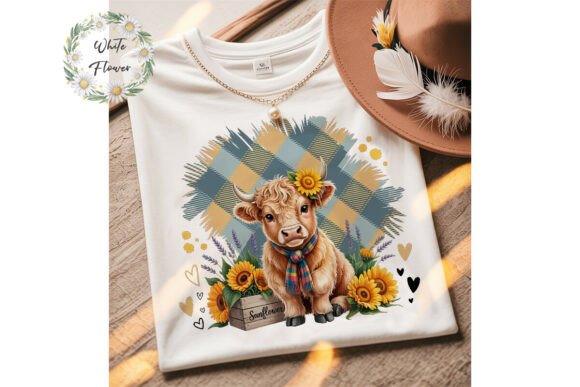 Highland Cow Sunflower Sublimation PNG