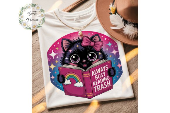 Kawaii Sparkle Cat Reading Book Clipart: A Versatile, High-Quality Design Asset for Creative Professionals