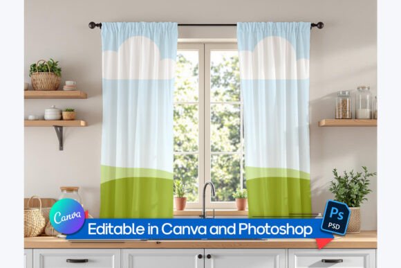 Kitchen Window Curtain Mockup