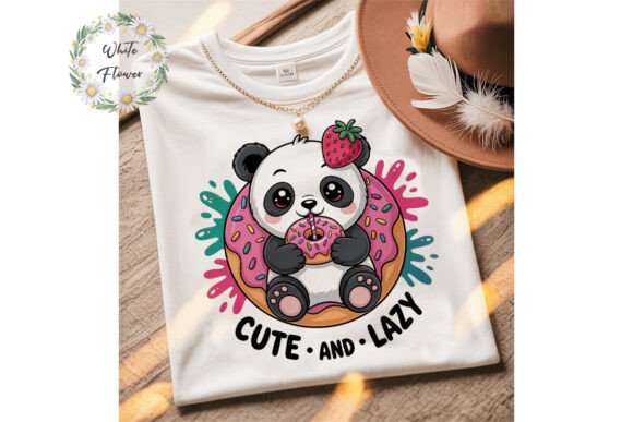 Lazy Panda Donut Sublimation PNG: Playful, Print-Ready Clipart for Real Projects