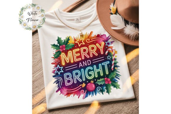 Merry Bright Neon Christmas PNG Clipart: High-Quality, Flexible Design for Real Creative Projects