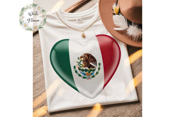 Mexico Flag Heart Sublimation PNG