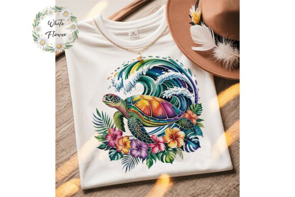 Rainbow Sea Turtle Sublimation PNG