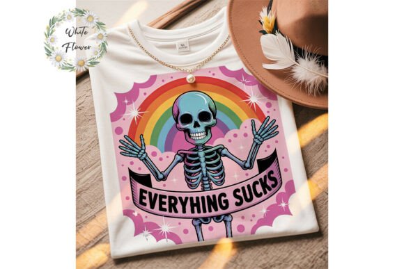 Skeleton Rainbow Goth Sublimation PNG