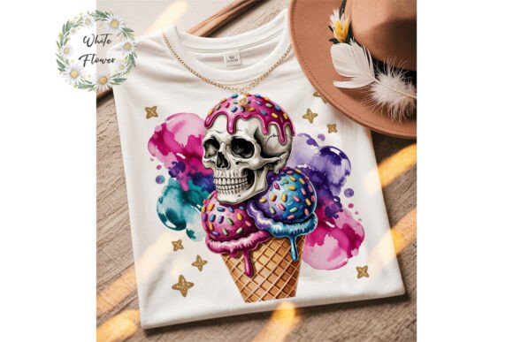 Skull Ice Cream Sublimation PNG