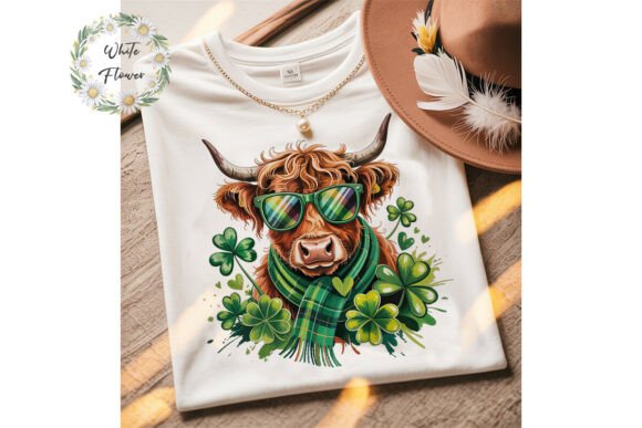 St Patricks Highland Cow Sublimation PNG