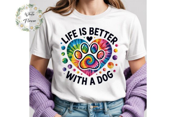 Tie Dye Dog Paw Heart Sublimation PNG